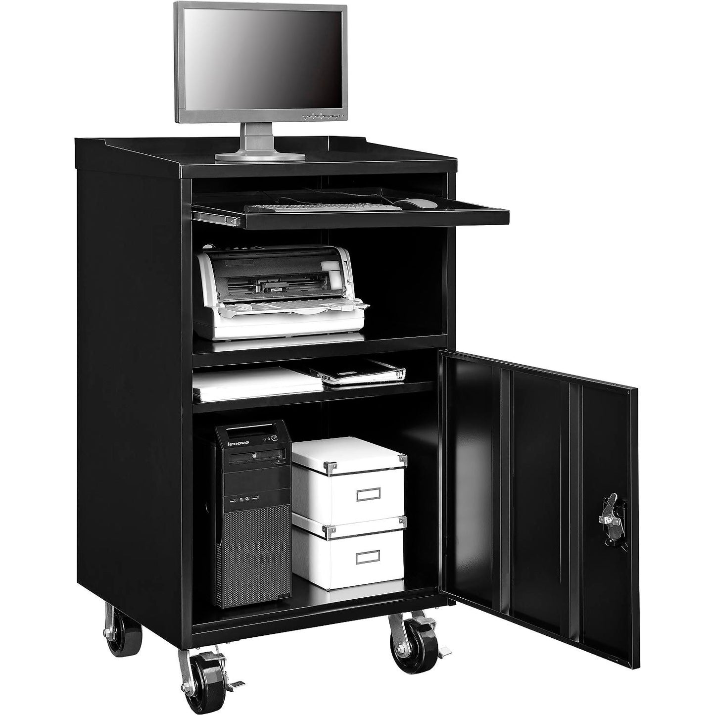 Global Industrial Mobile Computer Workstation, Black, Assembled (WB694561BKA)