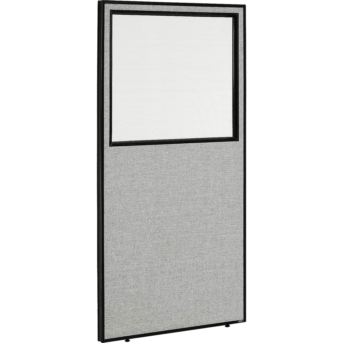 Interion Office Partition Panel with Partial Window, 36-1/4"W x 72"H, Gray (WB694663WGY)