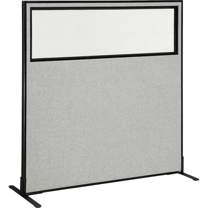 Interion Freestanding Office Partition Panel with Partial Window, 60-1/4"W x 60"H, Gray (WB694677WFGY)