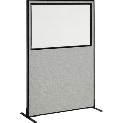Interion Freestanding Office Partition Panel with Partial Window, 48-1/4"W x 72"H, Gray (WB694680WFGY)