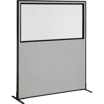 Interion Freestanding Office Partition Panel with Partial Window, 60-1/4"W x 72"H, Gray (WB694681WFGY)