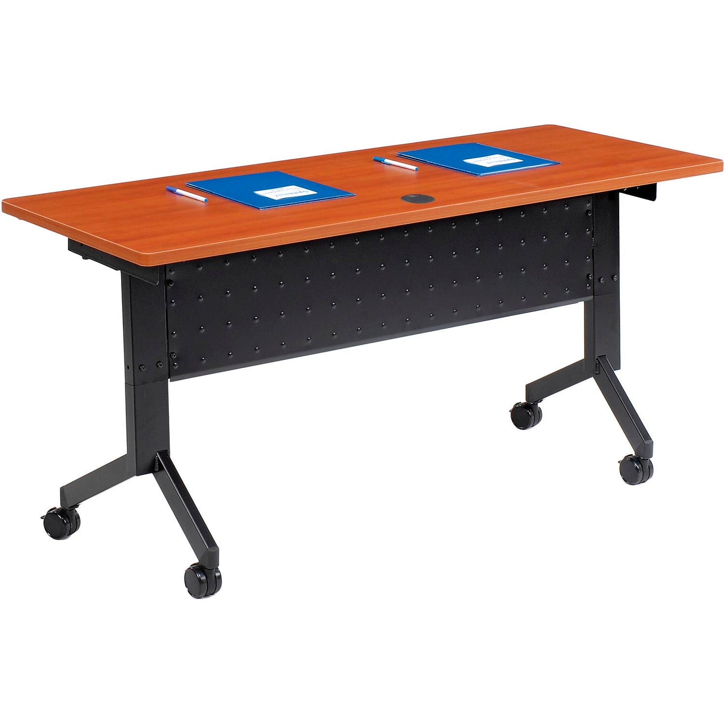 Interion Flip-Top Training Table, 60"L x 24"W, Cherry (WB695124)