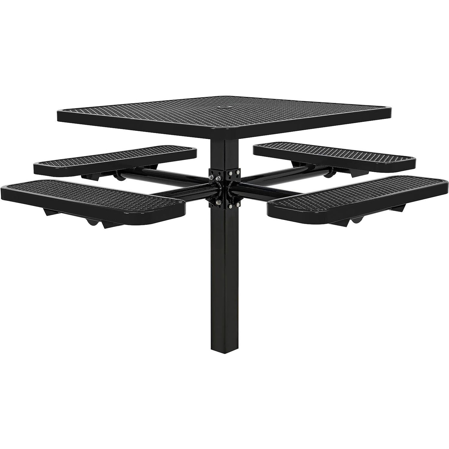 Global Industrial 46" Square Picnic Table, In Ground Mount, Expanded Metal, Black (WB695293BK)
