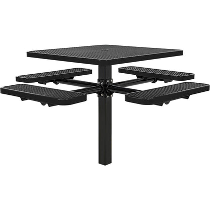 Global Industrial 46" Square Picnic Table, In Ground Mount, Expanded Metal, Black (WB695293BK)
