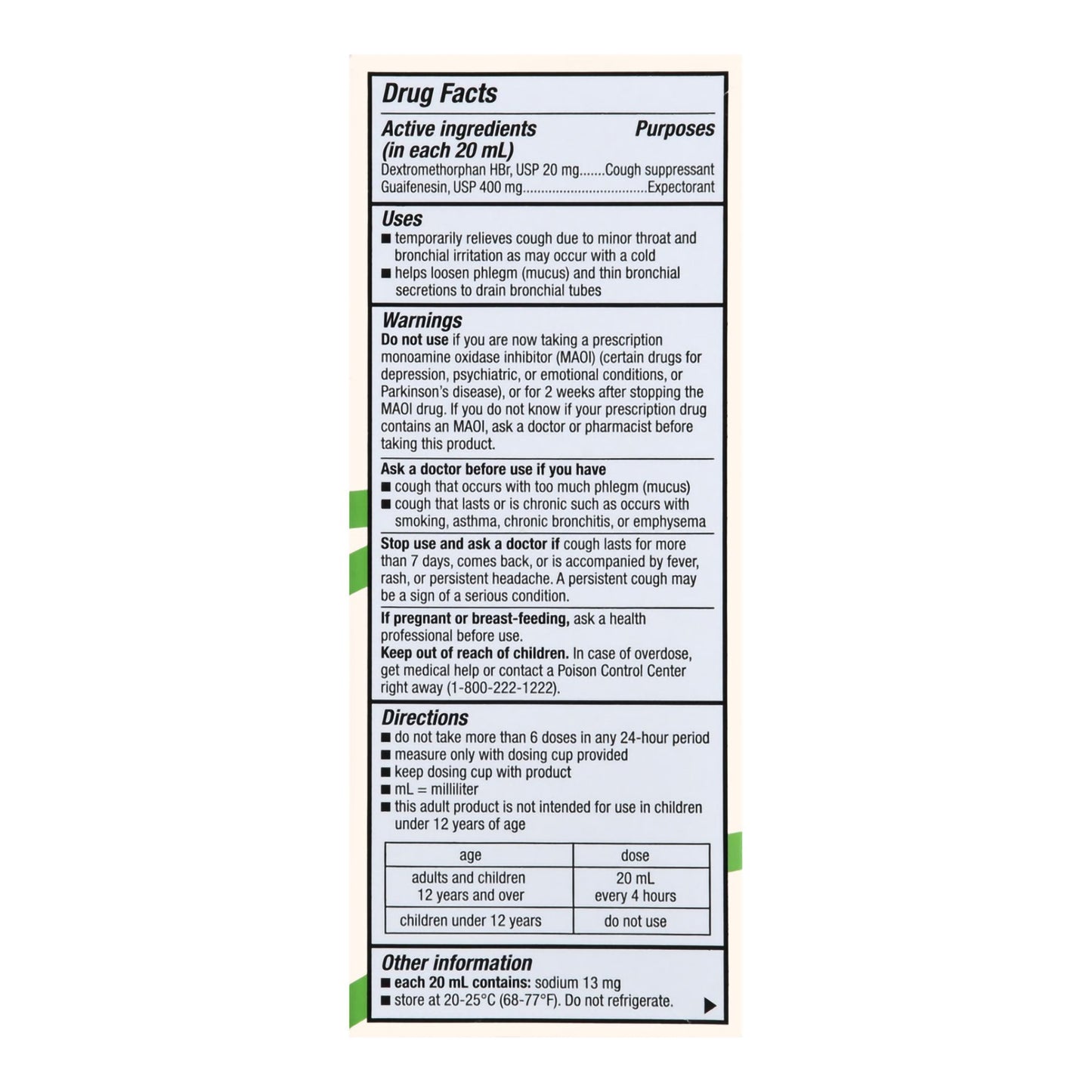 Foster & Thrive™ Cold and Cough Relief 20 mg; 400 mg / 20 mL Strength Liquid 4 oz. (1238986_EA)