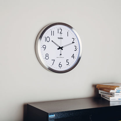 Global Industrial Atomic Wall Clock 14" Stainless Steel (WB695324)