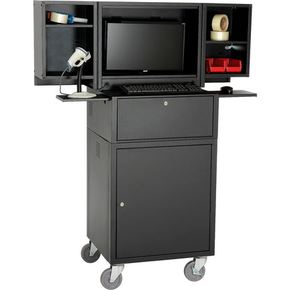 Global Industrial Mobile Fold-Out Computer Cabinet, Black, Unassembled (WB695429BK)