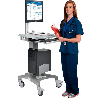 Global Industrial Mobile Standing Computer Workstation, Gray (WB695436B)
