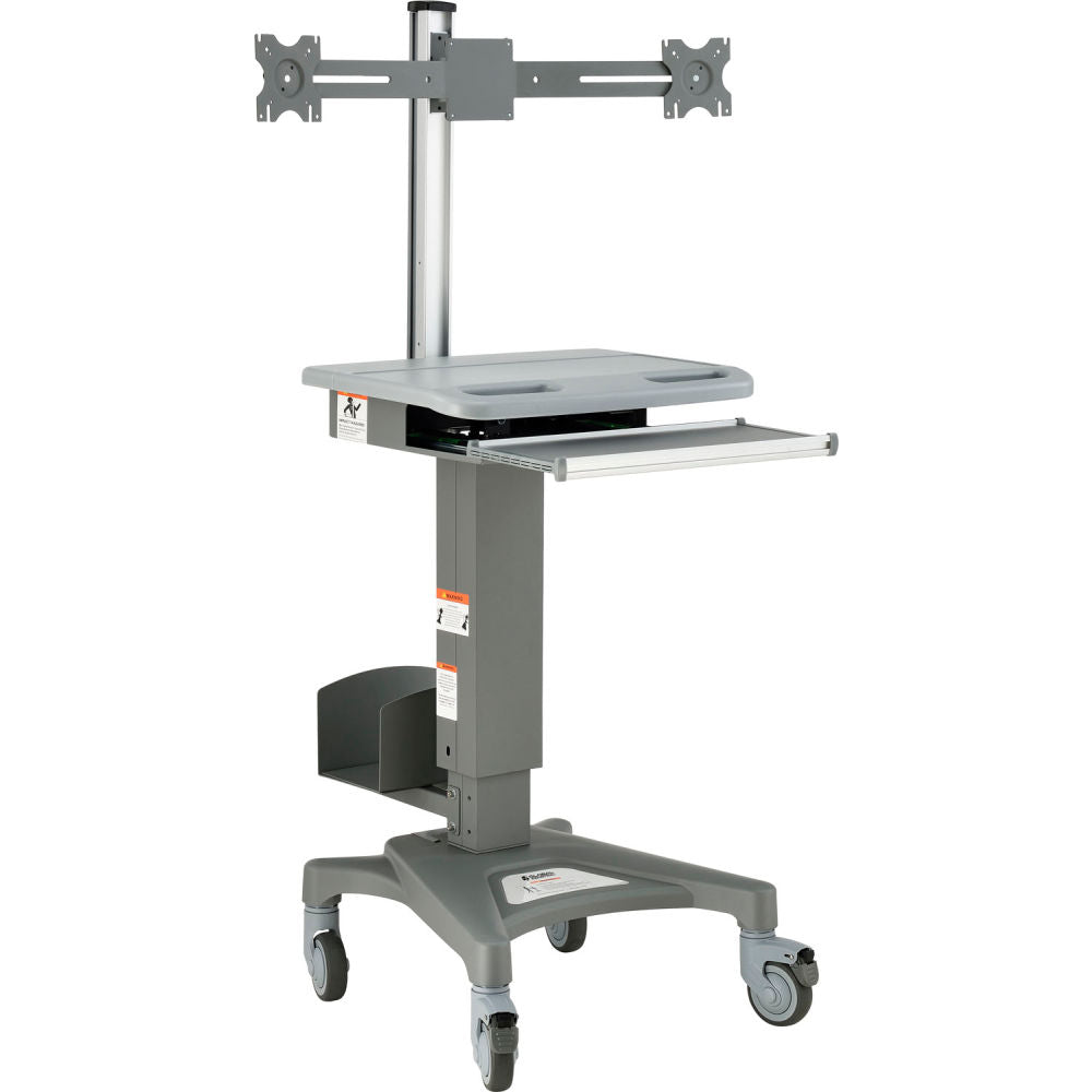 Global Industrial Mobile Sit-Stand Computer Workstation With Dual Monitor Mount, Gray (WB695436D)