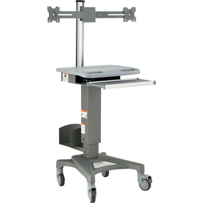 Global Industrial Mobile Sit-Stand Computer Workstation With Dual Monitor Mount, Gray (WB695436D)