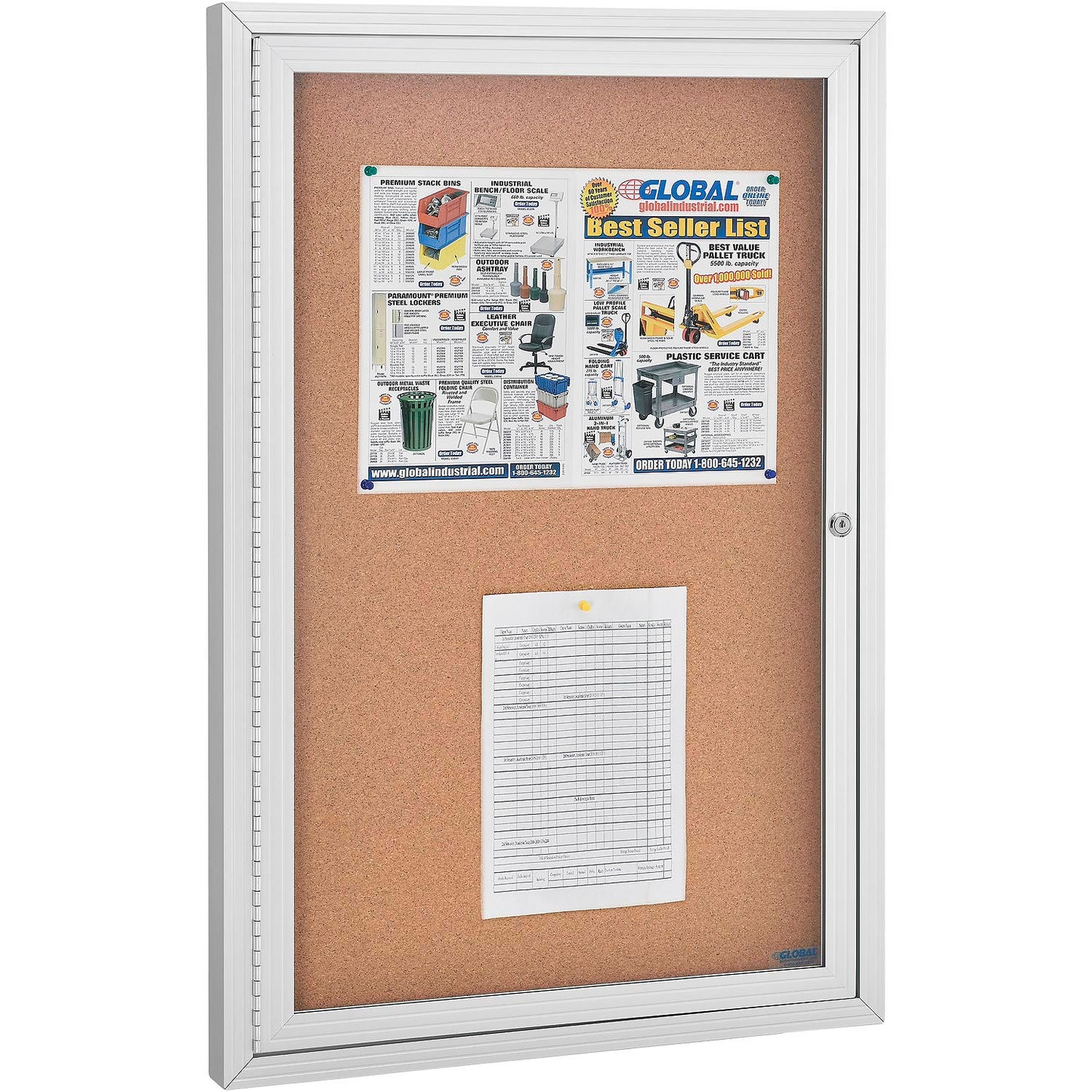 Global Industrial Enclosed Cork Bulletin Board - 24"W x 36"H - 1 Door (WB695481)