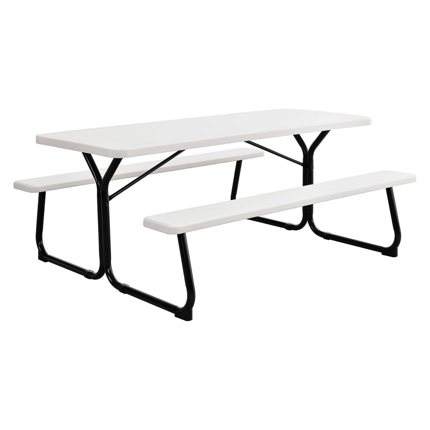 Global Industrial 6' Blow Molded Plastic Picnic Table, White (WB695484)