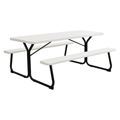 Global Industrial 6' Blow Molded Plastic Picnic Table, White (WB695484)