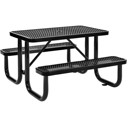 Global Industrial 4' Rectangular Picnic Table, Expanded Metal, Black (WB695485BK)