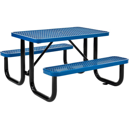 Global Industrial 4' Rectangular Picnic Table, Expanded Metal, Blue (WB695485BL)