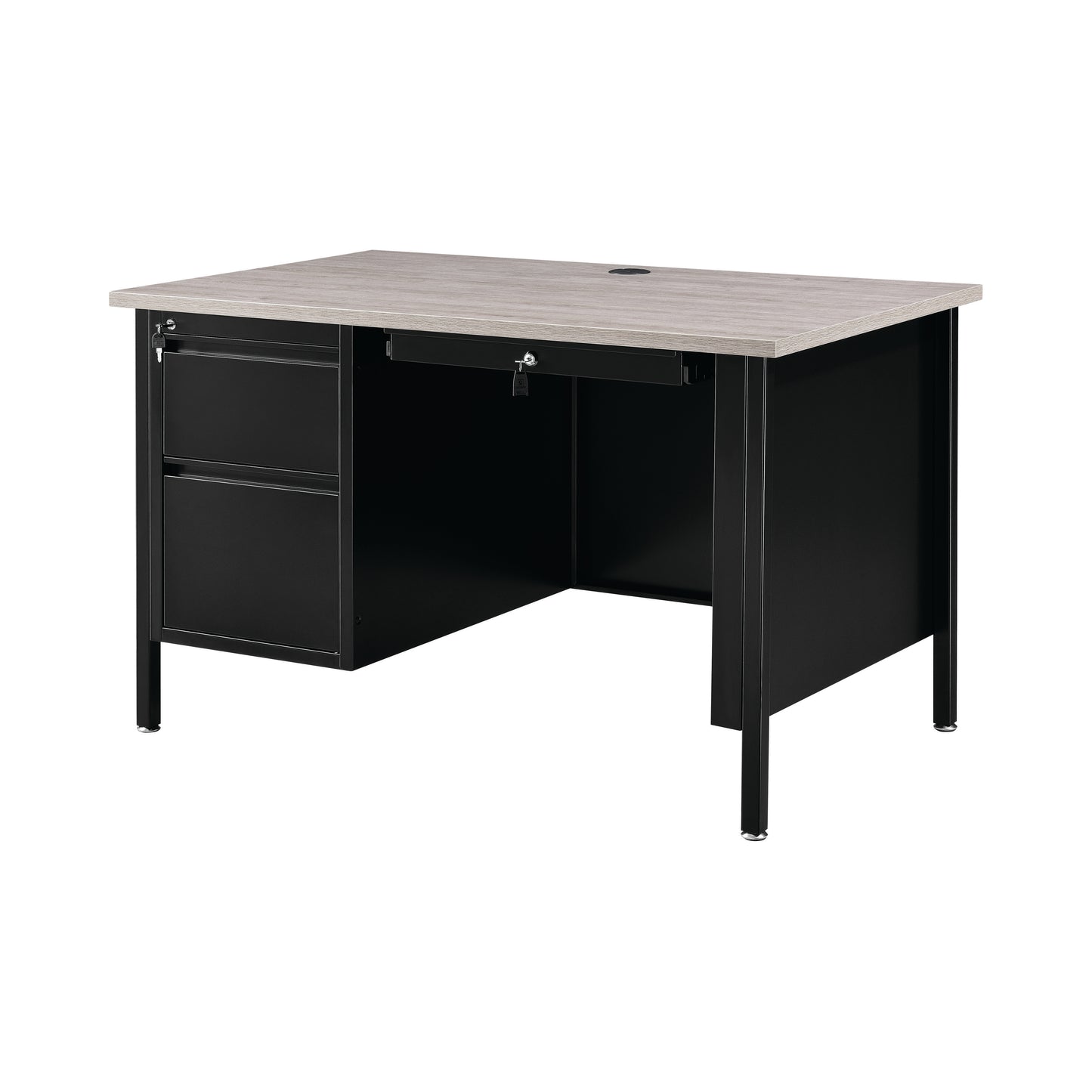 Interion Steel Teachers Desk, 48"W x 30"D, Gray Top with Black Frame (WB695631GY)