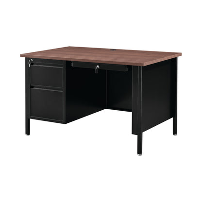 Interion Steel Teachers Desk, 48"W x 30"D, Mahogany Top with Black Frame (WB695631MH)