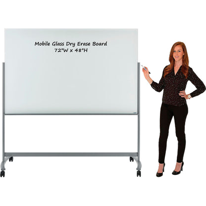 Global Industrial Mobile Glass Board - 72"W x 48"H (WB695693)