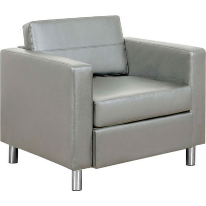 Interion Antimicrobial Upholstered Leather Club Chair, Gray (WB695735GY-AM)