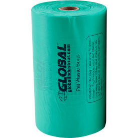 Global Industrial Pet Waste Plastic Bags With Tie-Handles, Green, 400 Bags/Roll (WB695798)