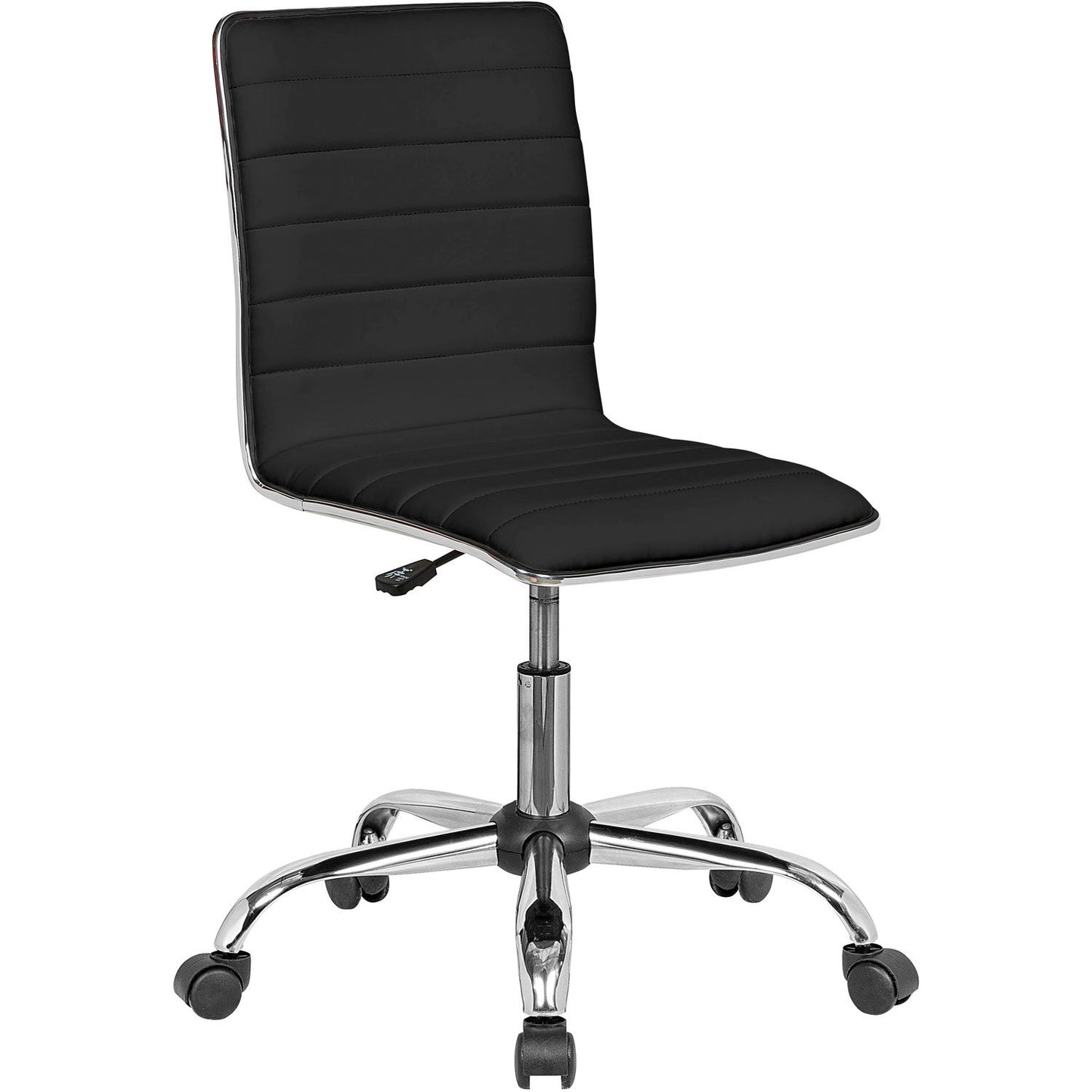 Interion Antimicrobial Armless Synthetic Leather Chair, Black (WB695857BK-AM)