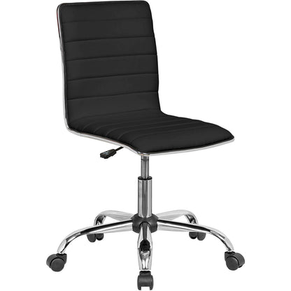 Interion Antimicrobial Armless Synthetic Leather Chair, Black (WB695857BK-AM)