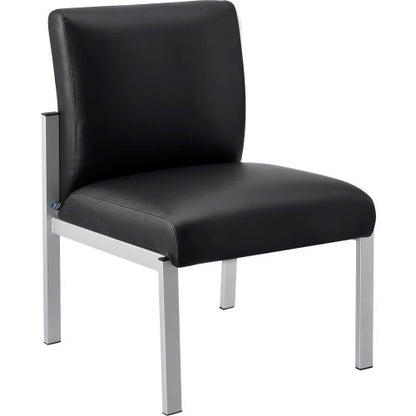 Interion Armless Synthetic Leather Reception Chair, Black W/ Silver Frame (WB695864)