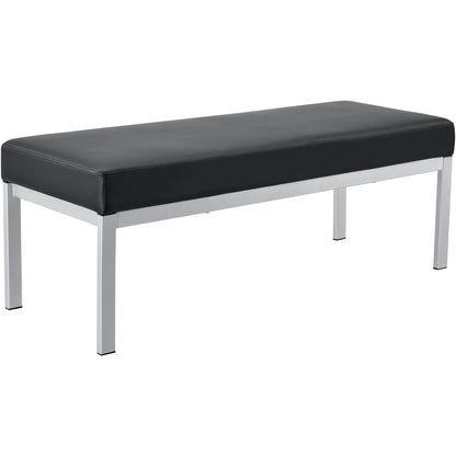 Interion Synthetic Leather Reception Bench, Black W/ Silver Frame (WB695866)