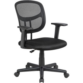 Interion Mesh Back Office Chair with Lumbar Support, Fabric Seat, Black (WB695968)