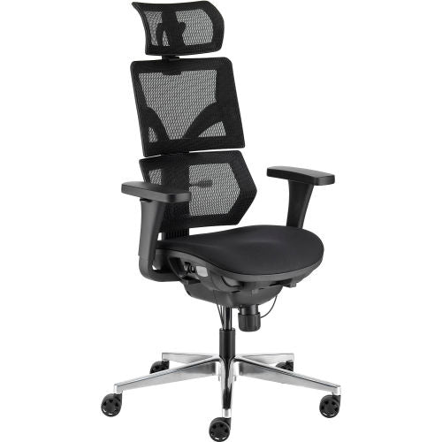 Interion Mesh Back Chair with Seat Slider & Headrest, Black (WB695979)