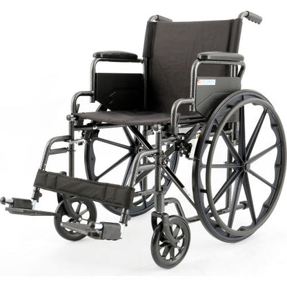Global Industrial Wheelchair, 20"W Seat, Flip Back Arms, Swing-Away Footrests, Black (WB695985)