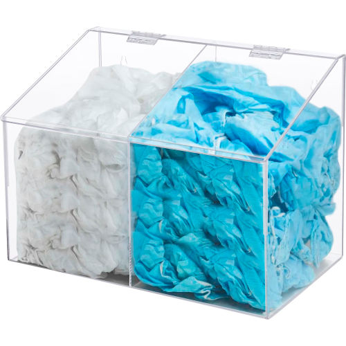 Global Industrial Acrylic PPE Dispenser, 2 Compartments, Clear (WB695989)