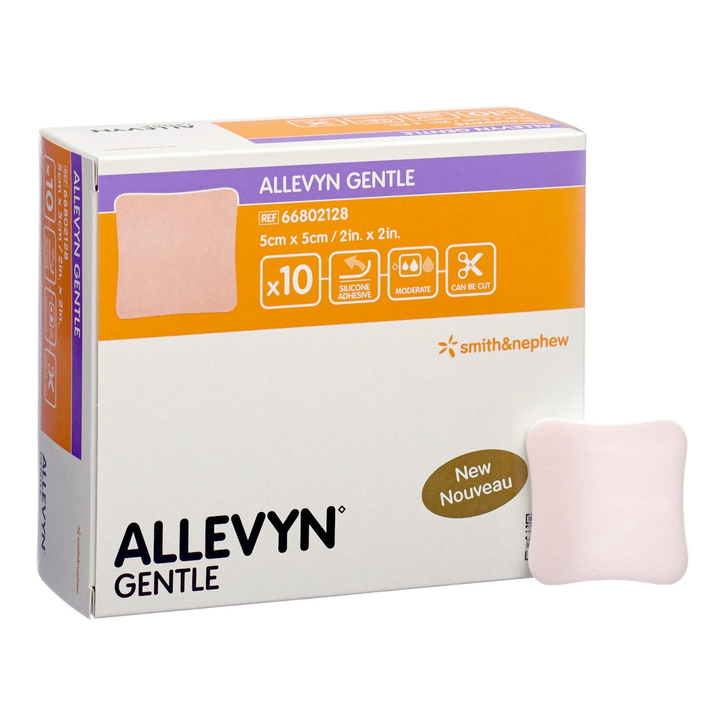 Allevyn Gentle Foam Dressing 2 X 2 Inch Without Border Film Backing Silicone Adhesive Square Sterile (1158718_BX)