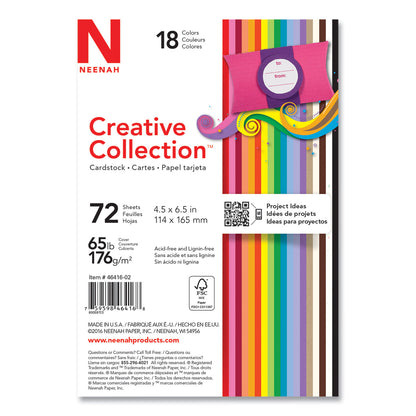 Neenah Paper Creative Collection Premium Cardstock, 65 lb Cover Weight, 4.5 x 6.5, Assorted Starter Pack, 72/Pack (NEE4641602)