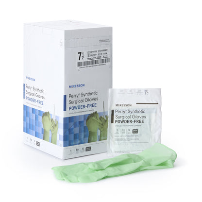 McKesson Perry® Performance Plus Surgical Glove Size 7.5 Sterile Polyisoprene Standard Cuff Length Smooth Green Chemo Tested (1044723_CS)