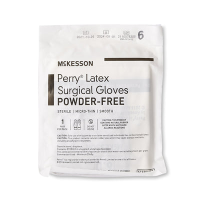 McKesson Perry® Surgical Glove Size 6 Sterile Latex Standard Cuff Length Smooth Brown Not Chemo Approved (1044728_BX)