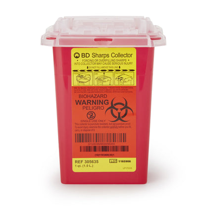 BD™ Sharps Container Red Base 7 H X 4-9/10 W X 3-9/10 D Inch Vertical Entry 0.25 Gallon (471225_EA)