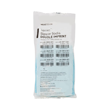 McKesson Terries™ Slipper Socks Unisex Child Double Tread Single Patient Use Light Blue (558993_PR)
