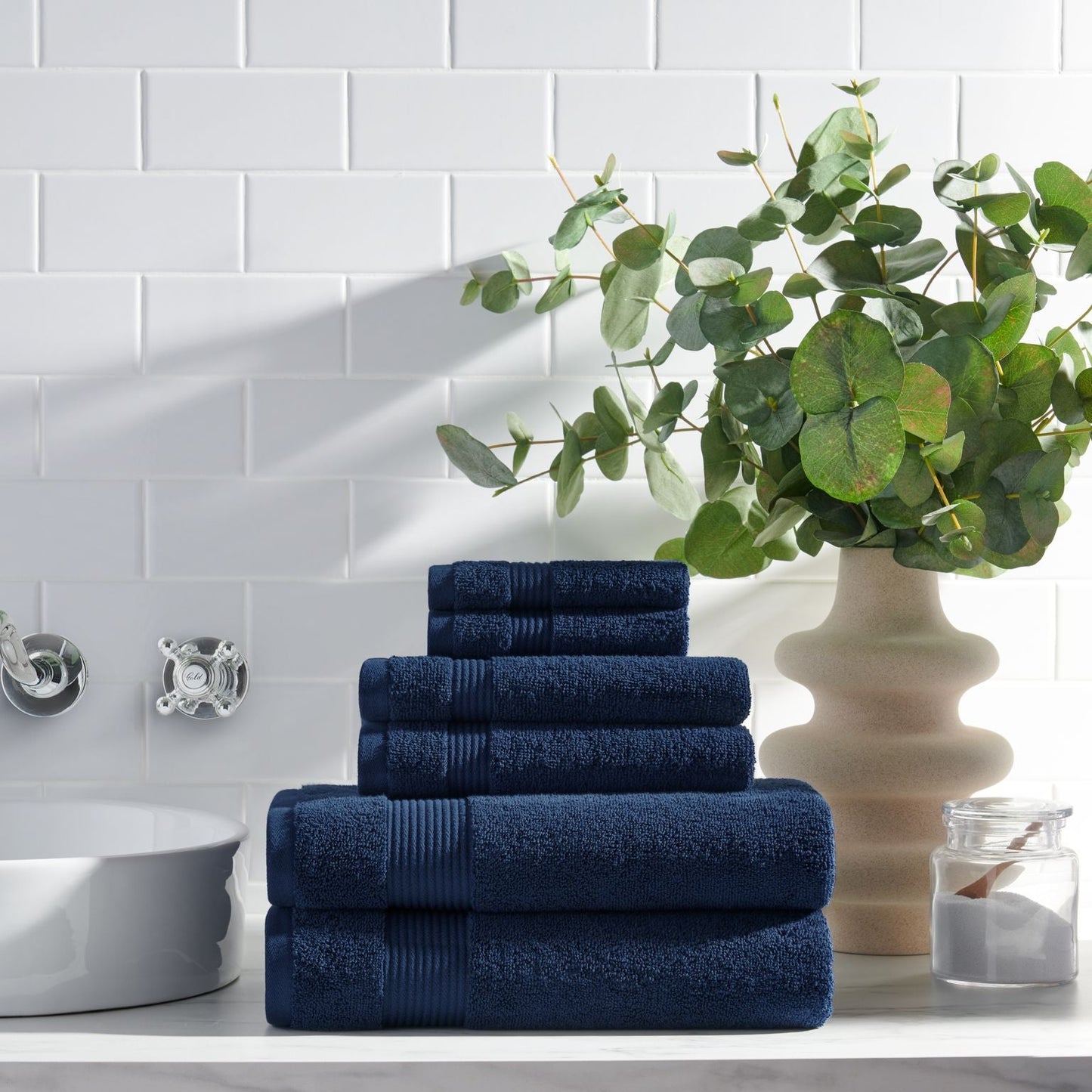 Arkwright Home® Host & Home 6pc Bath Towel Set Navy, 6/Case Sets (BSET-HH-NVY-CS)