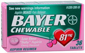 Bayer® Pain Relief 81 mg Strength Aspirin Chewable Tablet 36 per Bottle (663549_BT)