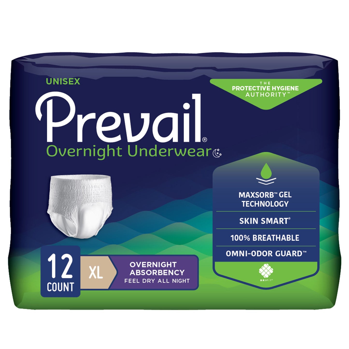 Prevail® Overnight Unisex Adult Absorbent Underwear Pull On with Tear Away Seams X-Large Disposable Heavy Absorbency (1189997_CS)