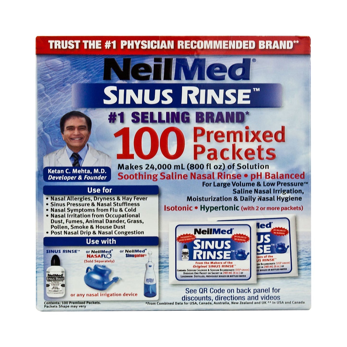 Neilmed® Sinus Rinse™ Saline Nasal Rinse Kit 100 Packets (949381_BX)