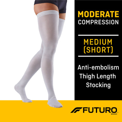 3M™ Futuro™ Anti-embolism Stocking Thigh High Medium / Short White Closed Toe (1084281_CS)