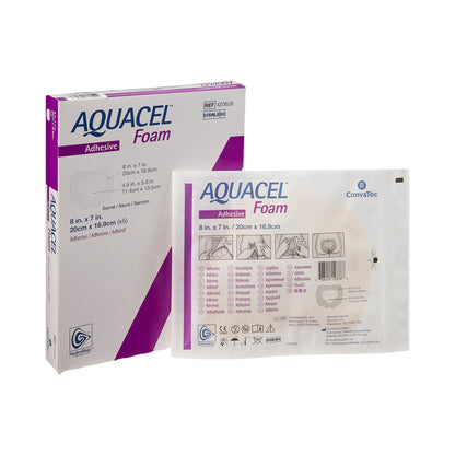 Aquacel® Foam Dressing 7 X 8 Inch With Border Waterproof Film Backing Silicone Adhesive Sacral Sterile (802599_BX)