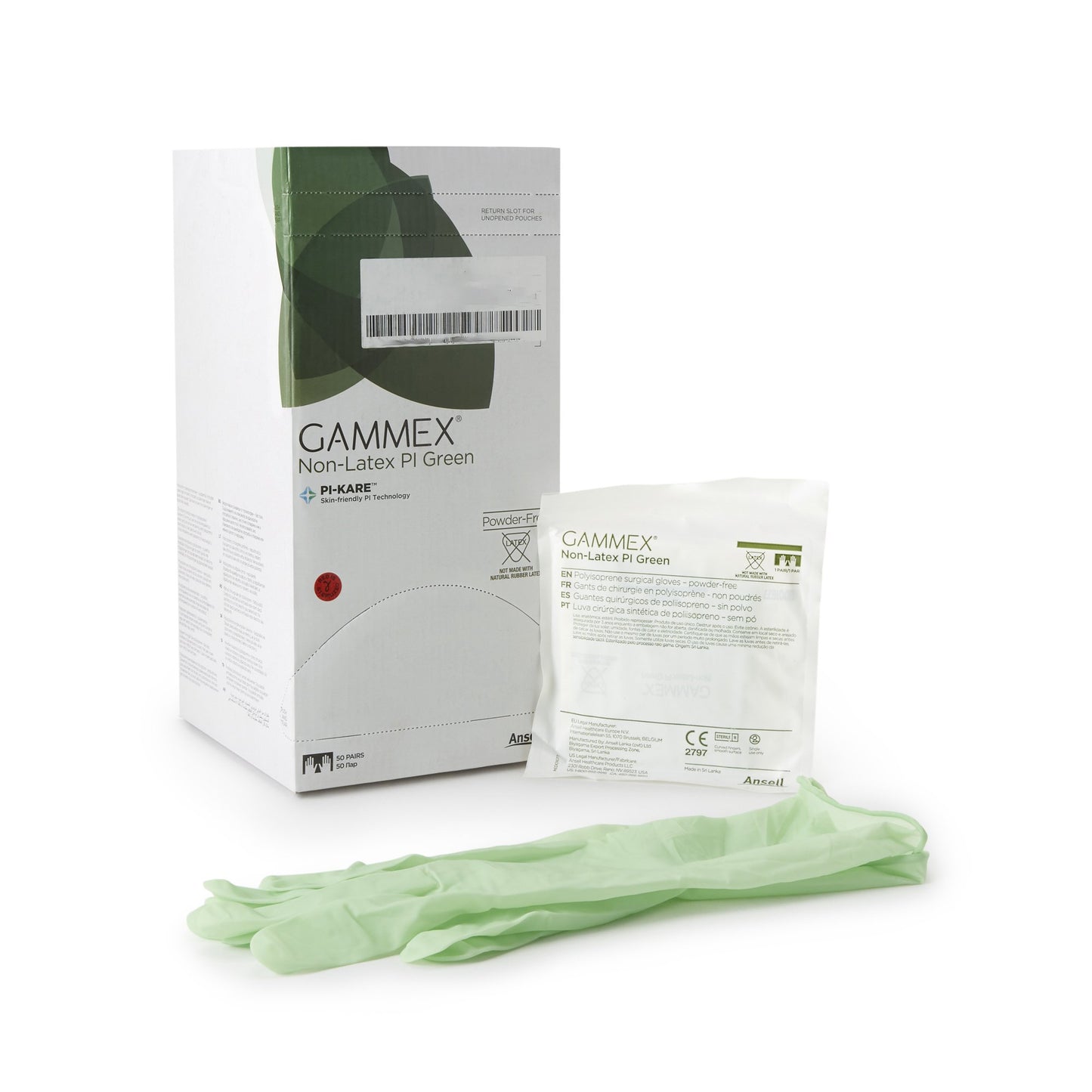 GAMMEX® Non-Latex PI Green Surgical Glove Size 8.5 Sterile Polyisoprene Standard Cuff Length Micro-Textured Light Green Chemo Tested (648146_BX)