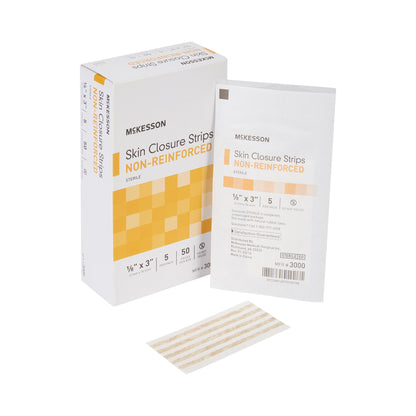 McKesson Skin Closure Strip 1/8 X 3 Inch Nonwoven Material Flexible Strip Tan (876299_CS)