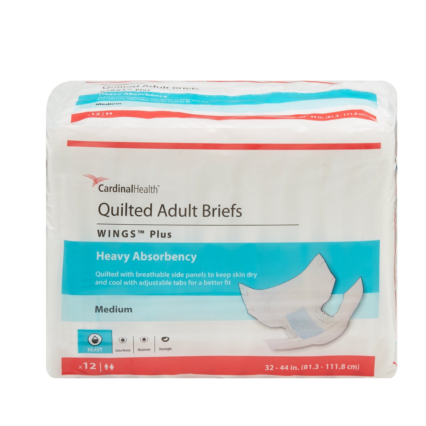 Wings™ Plus Quilted Unisex Adult Incontinence Brief Medium Disposable Heavy Absorbency (630819_CS)