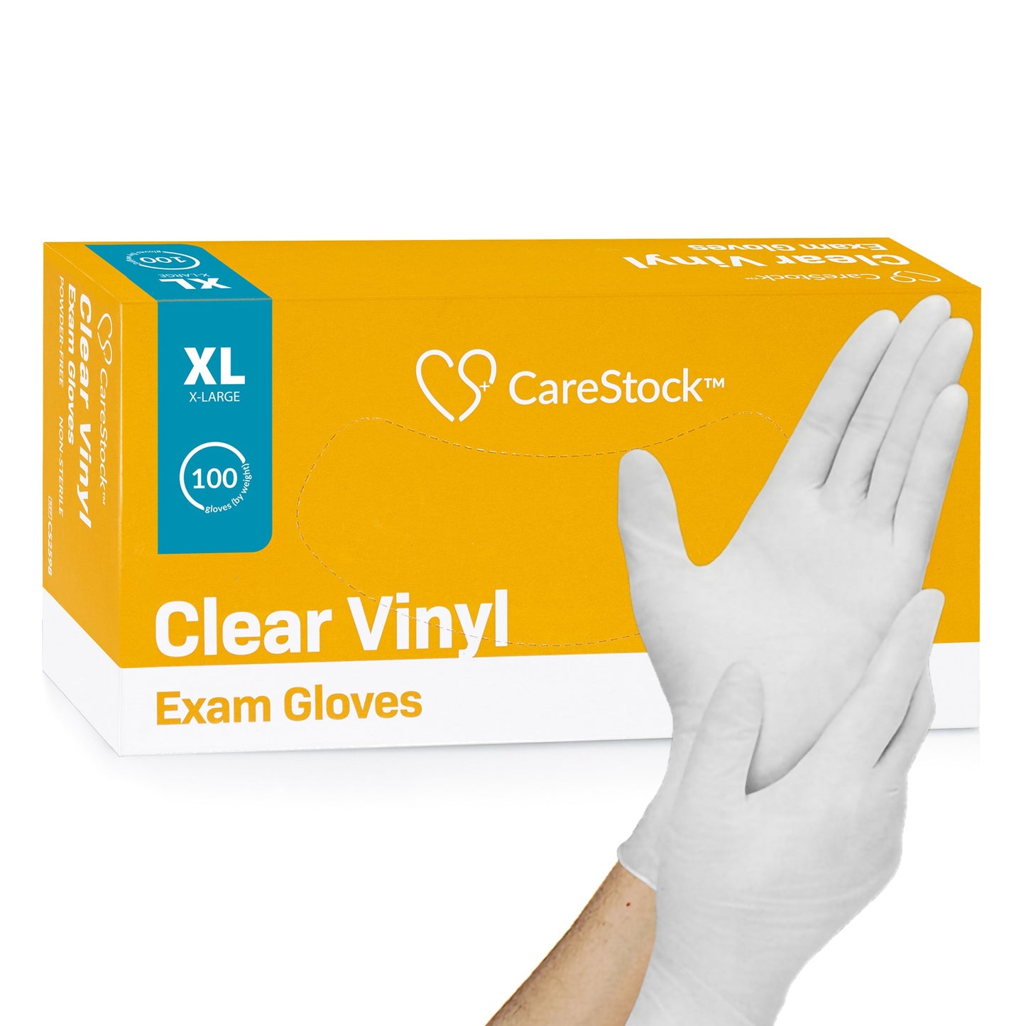CareStock™ Exam Glove X-Large NonSterile Vinyl Standard Cuff Length Smooth Clear Not Rated (1230910_BX)