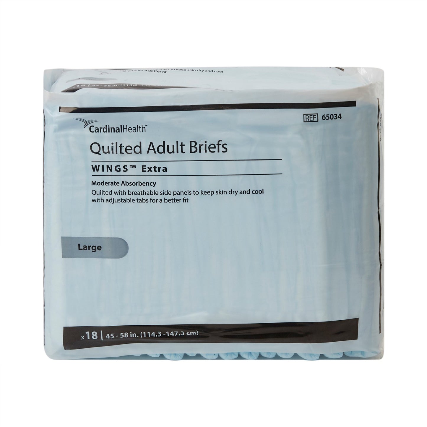 Wings™ Extra Quilted Unisex Adult Incontinence Brief Large Disposable Moderate Absorbency (849690_BG)