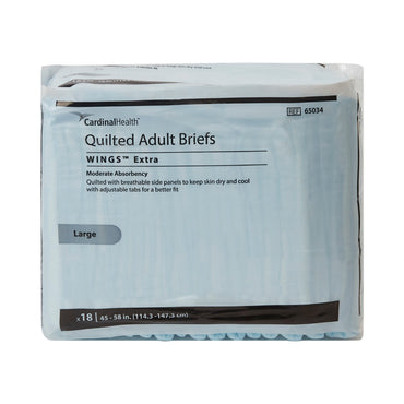 Wings™ Extra Quilted Unisex Adult Incontinence Brief Large Disposable Moderate Absorbency (849690_BG)